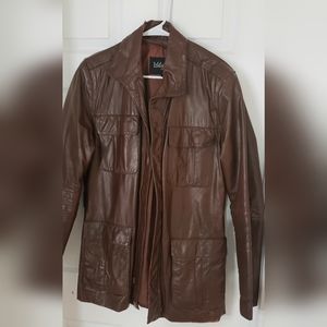 Vintage mens leather jacket, brown, blazer-cafe racer. 1980's Wilsons leather